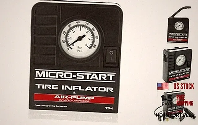 Mini Tire Inflator for use with Motorcycles, ATV, UTV, Bikes,Small Cars. Easy